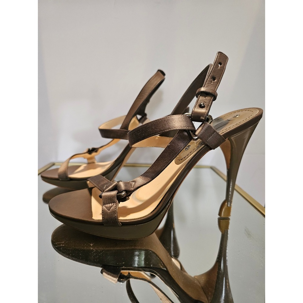 Celine Satin and Leather Multi-Strap Platform Stiletto Heels Authenticated